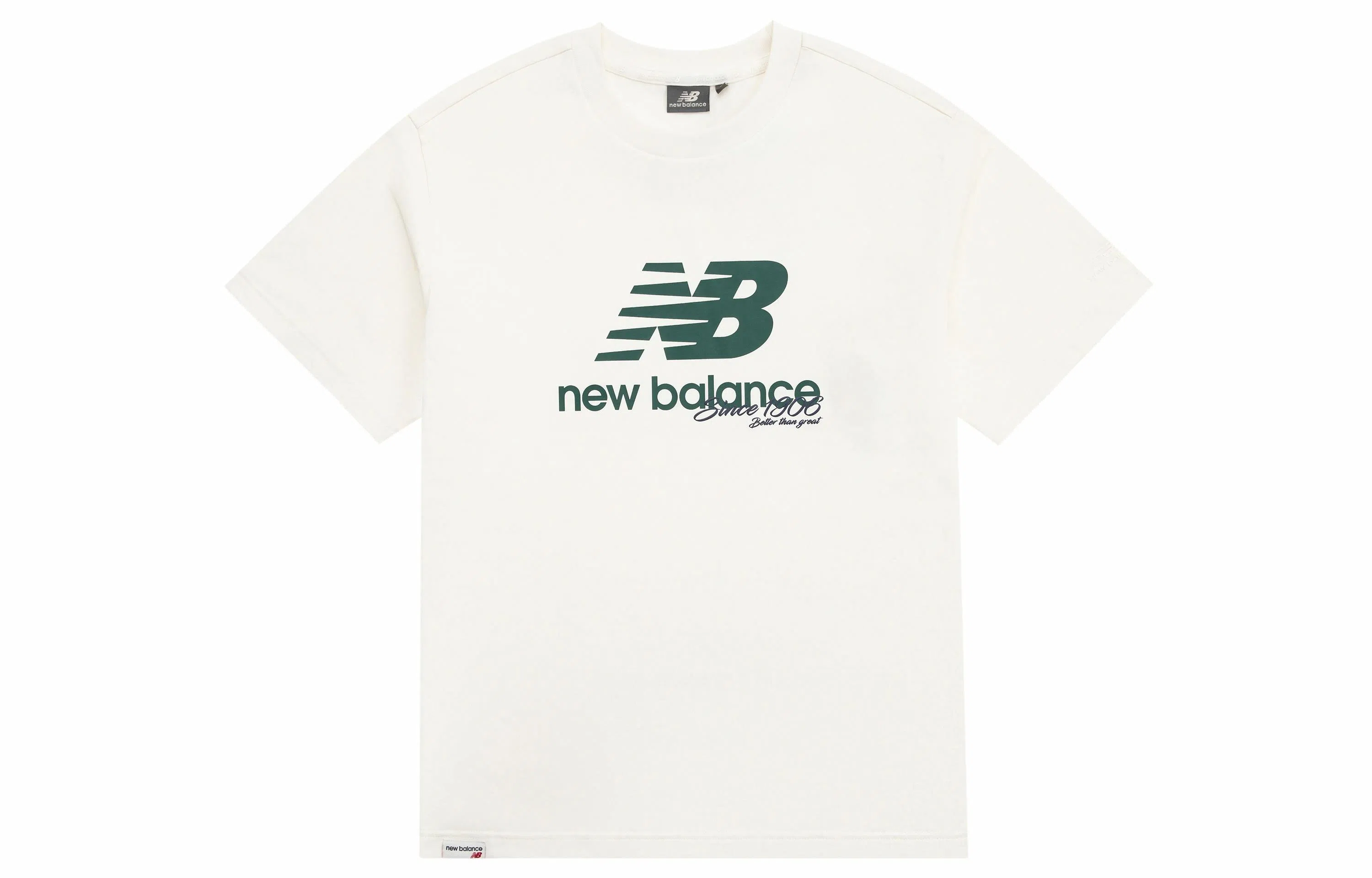 New Balance Letter Logo Crew Neck T-Shirt Ivory