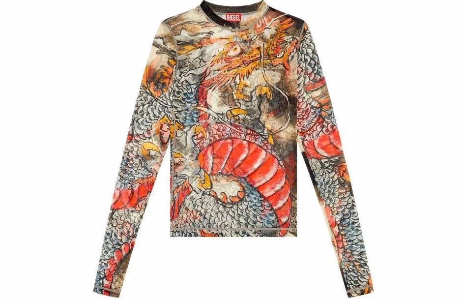 DIESEL SS24 Dragon Mesh Long Sleeve Tee