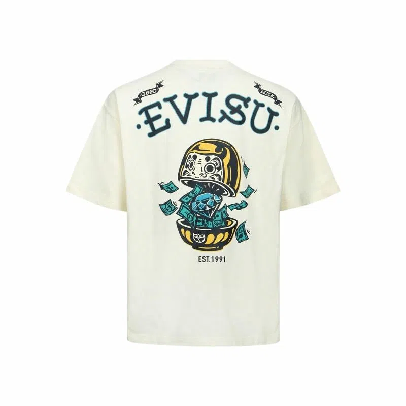 EVISU SS24 Diamond Daruma Print T-Shirt