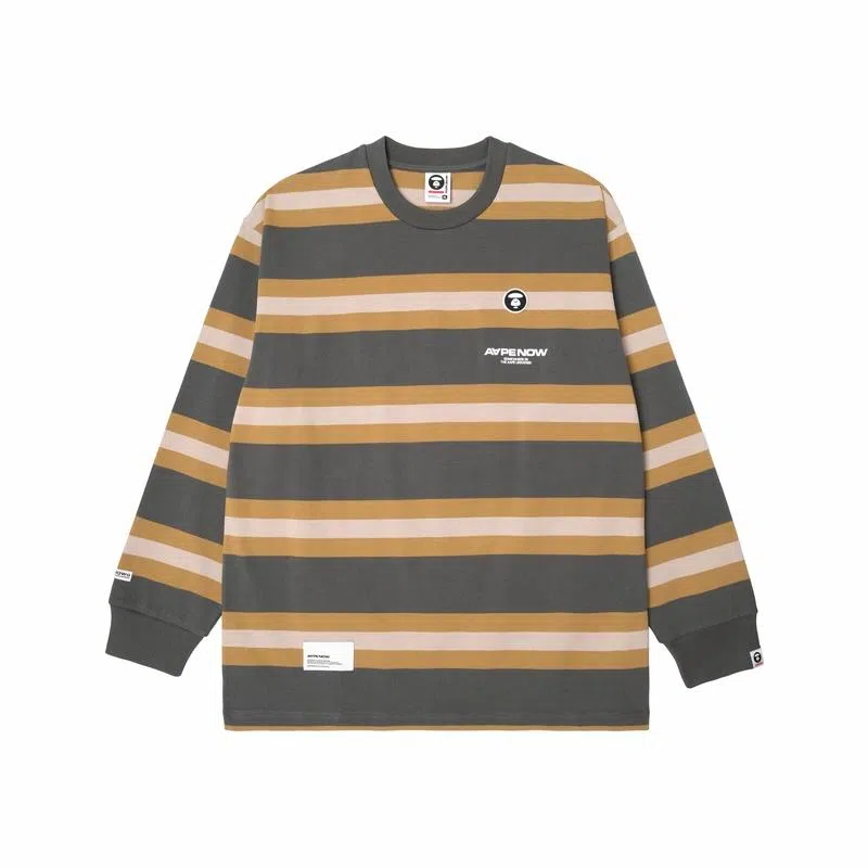 Aape FW23 Striped Crewneck Long Sleeve Tee