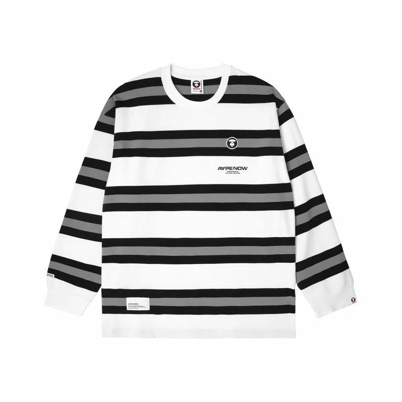 Aape FW23 Striped Crewneck Long Sleeve Tee