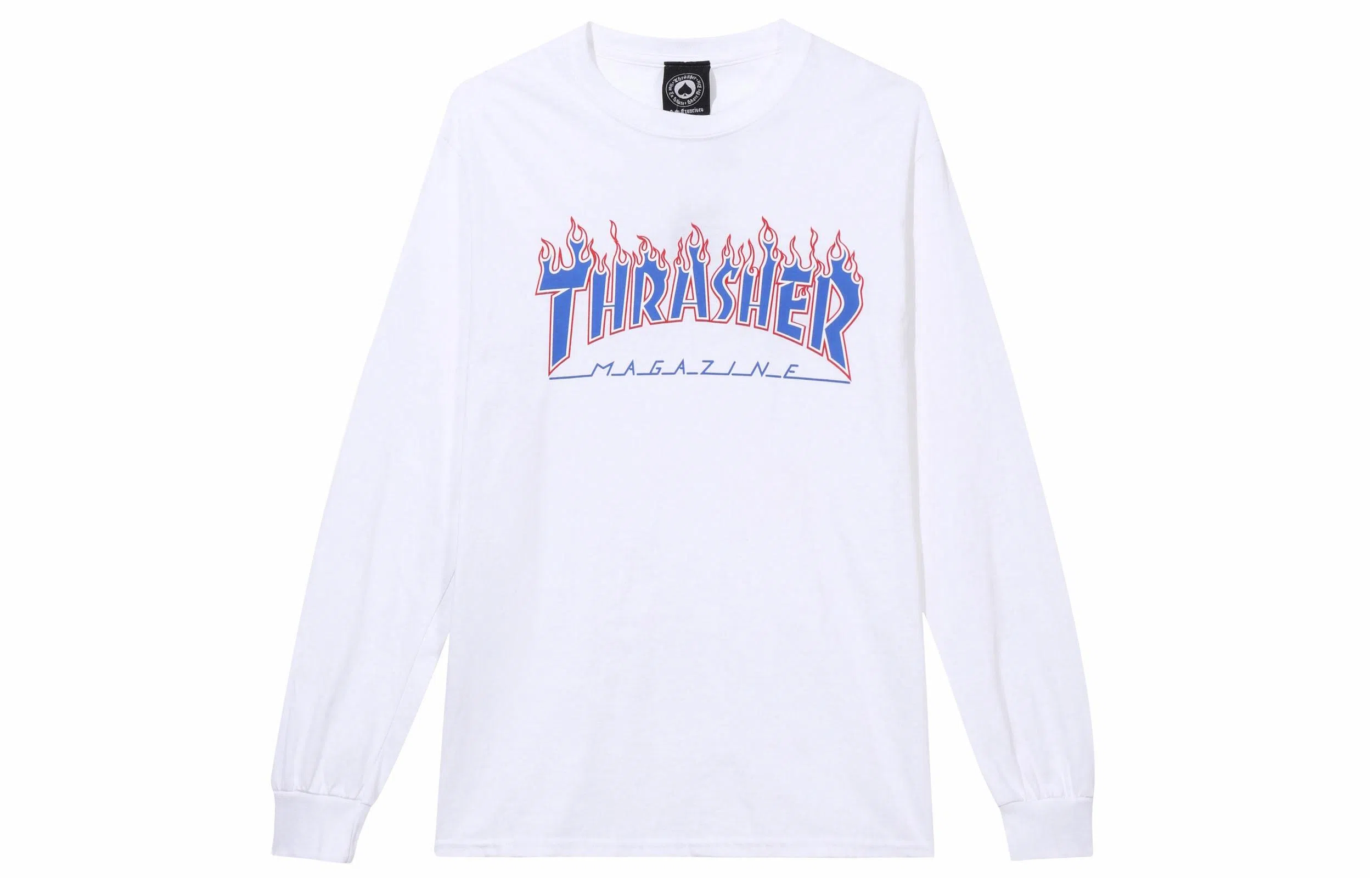 Thrasher Patriot Flame Logo Crewneck Long Sleeve White