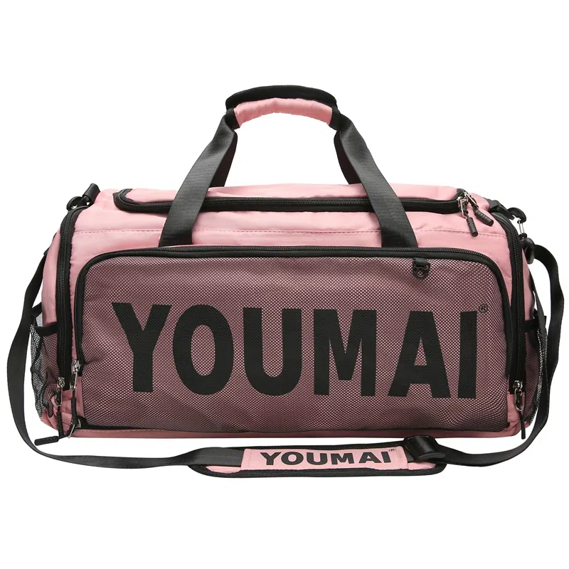 德力熊 出差轻便旅游包运动训练 尼龙拼网 健身包 男女同款情侣款 黑色/粉色/卡其色/红色/灰色