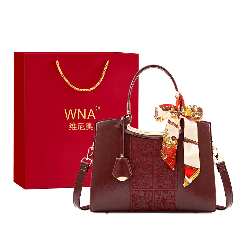维尼奥 高级感国风刺绣新娘结婚包复古时尚休闲百搭托特包新中式气质妈妈包 合成革 单肩斜挎手提包 女款 红色