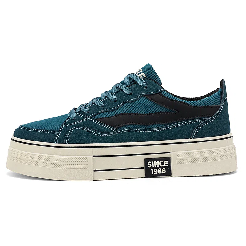 港风小众潮流秋季舒适百搭厚底通勤运动 耐磨透气增高 低帮 帆布鞋 男款