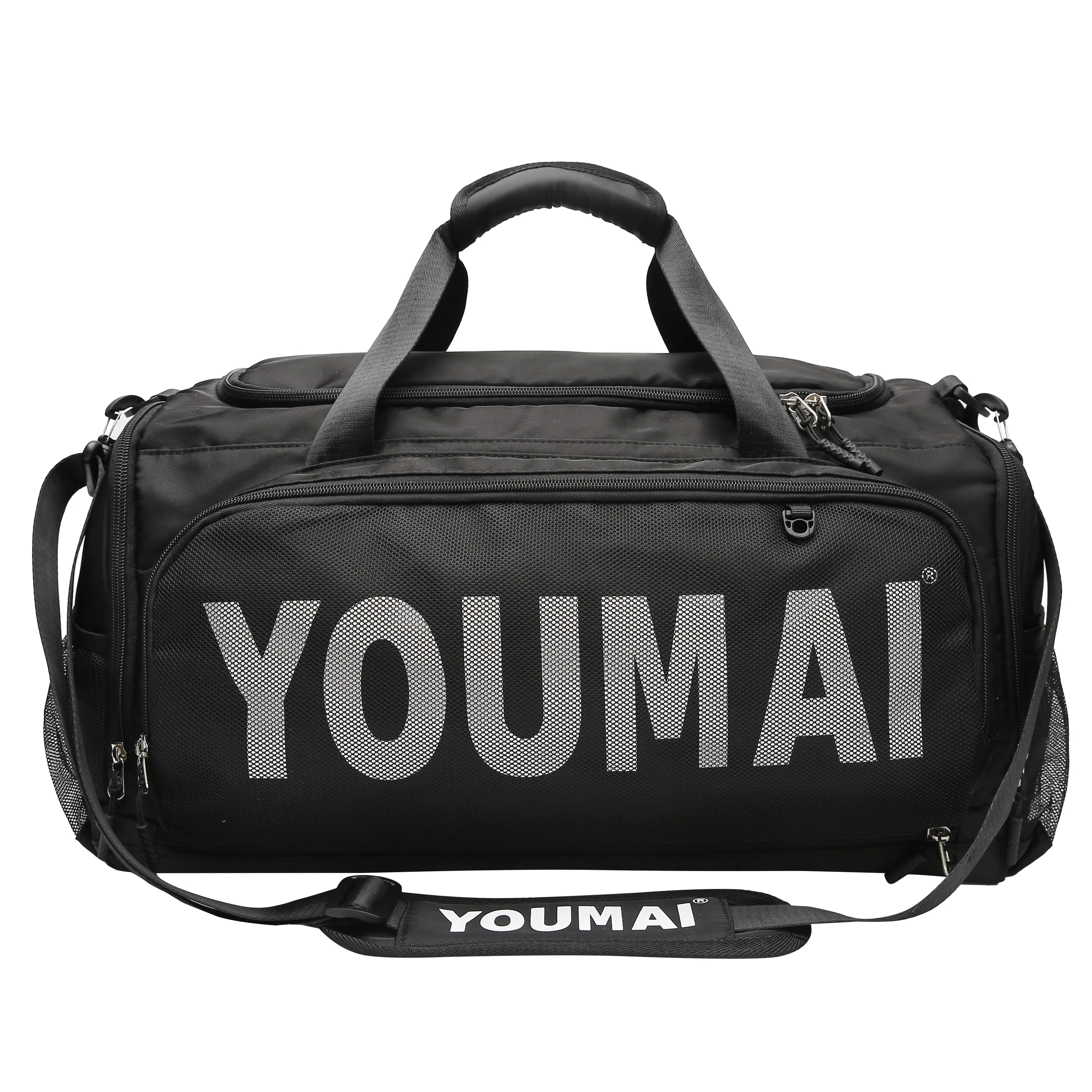 德力熊 出差轻便旅游包运动训练 尼龙拼网 健身包 男女同款情侣款 黑色/粉色/卡其色/红色/灰色