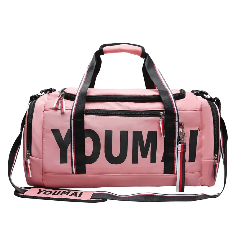 德力熊 大容量轻便单肩字母 尼龙 健身包 男女同款情侣款 黑色/卡其色/红色/粉色