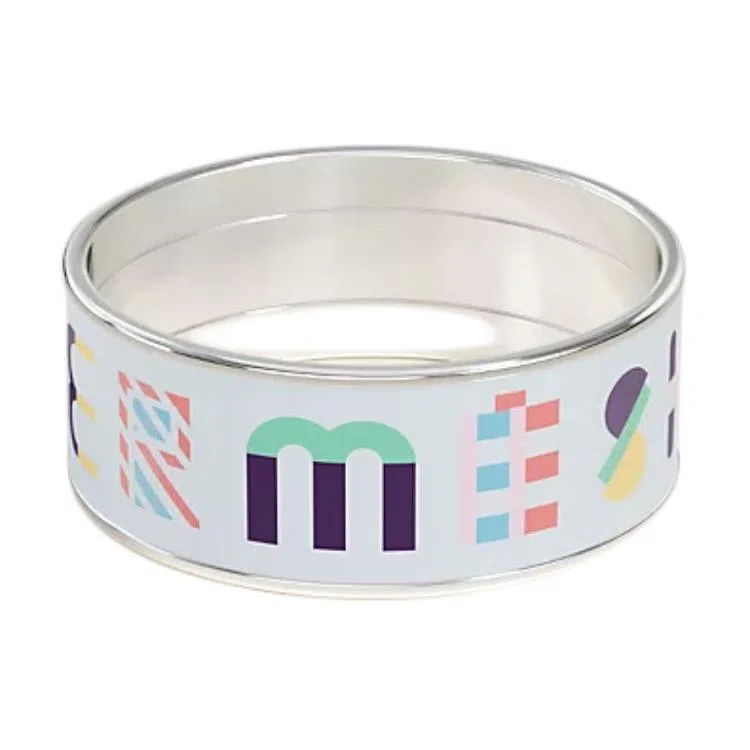 Hermes Enamel Pattern Ring White