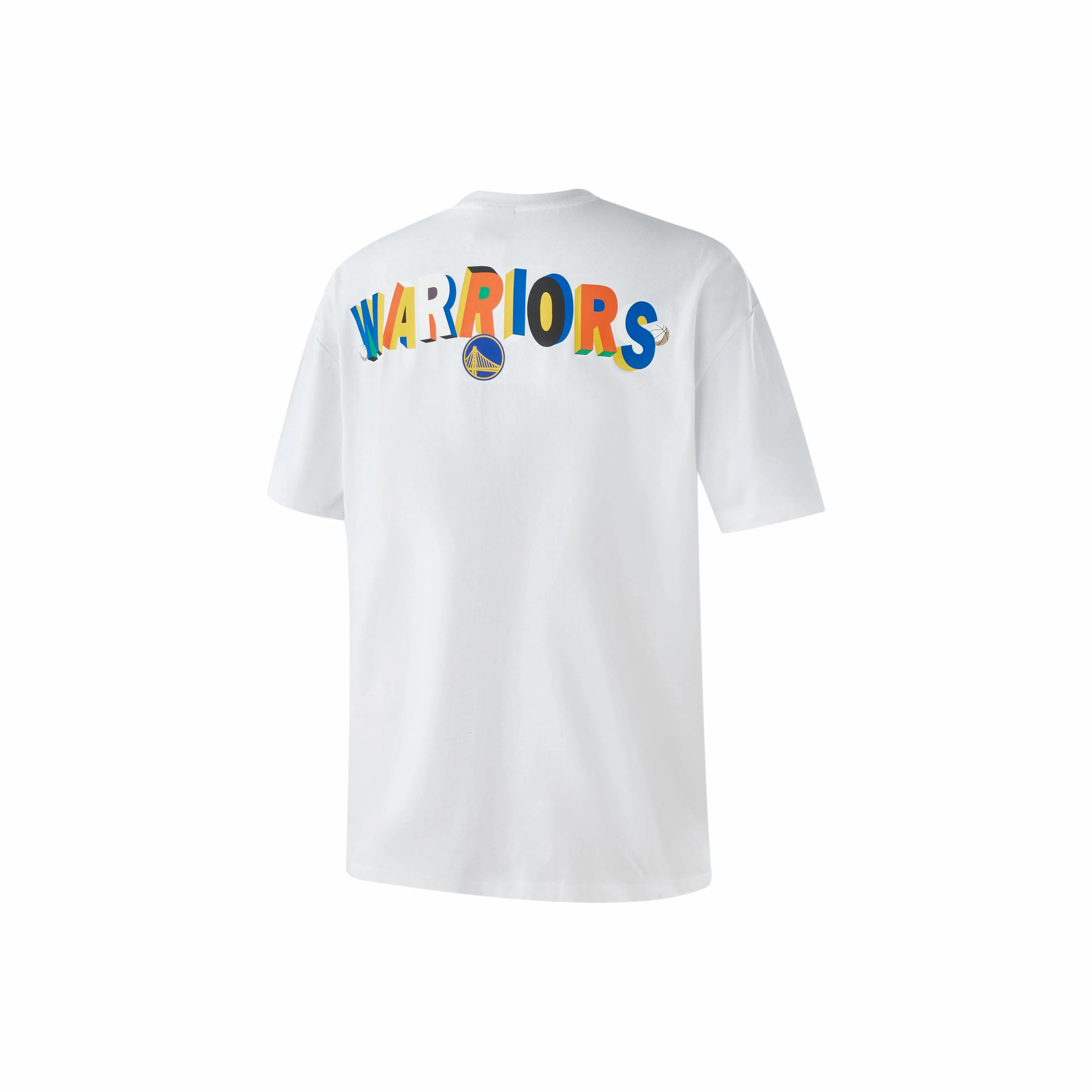 NBA Golden State Warriors Colorblock Lettering Oversized T-Shirt White
