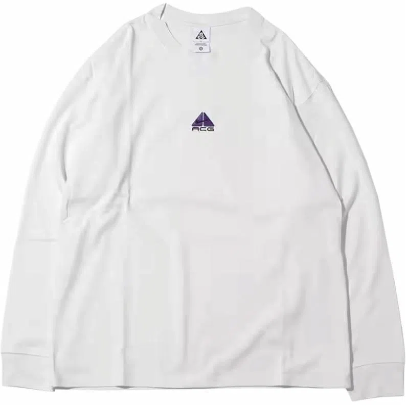 Nike Logo Print Crewneck Long Sleeve Tee White