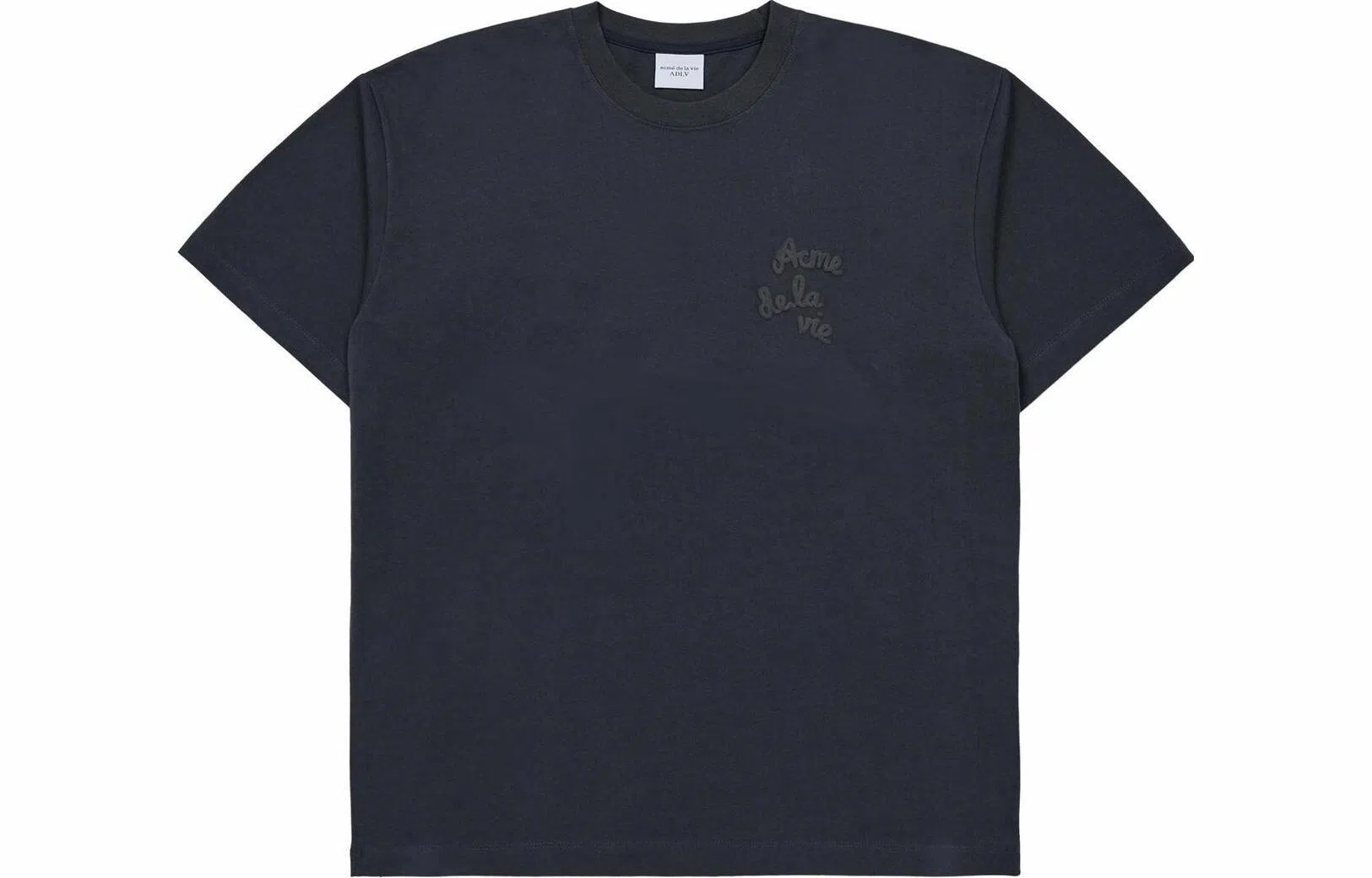 acme de la vieADLV Embossing Script Logo Short Sleeve T-Shirt Charcoal T