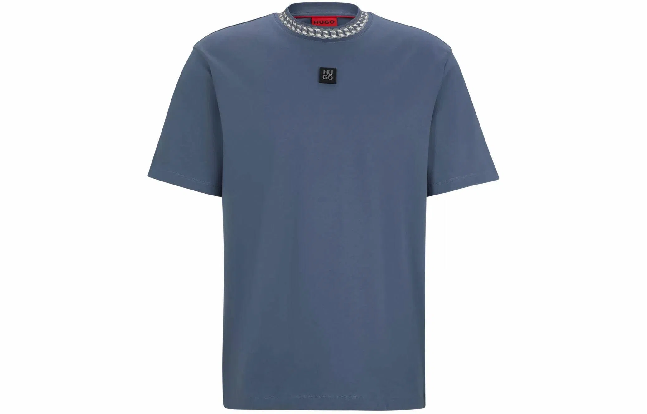 HUGO BOSS Interlock Cotton T-Shirt With Chain-Print Collar LogoT