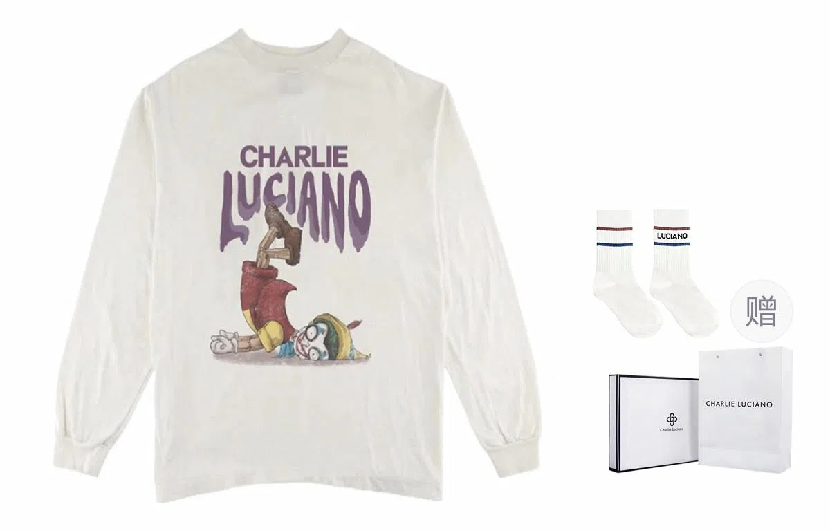 Charlie Luciano Pinocchio Graphic Crewneck White