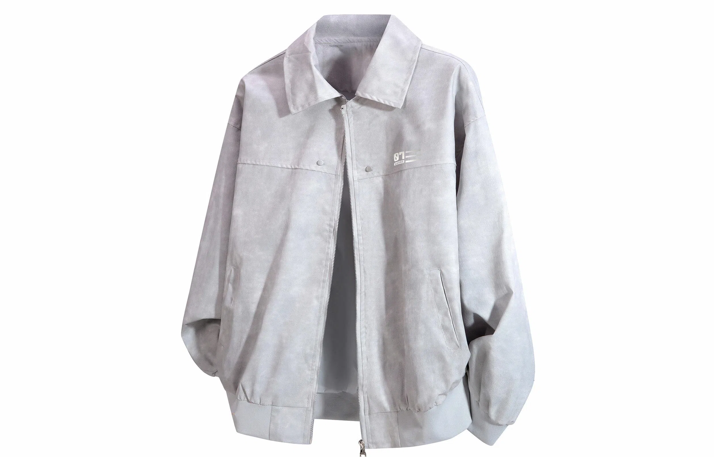 王者荣耀 鲁班七号星空梦想款 简约复古反光银品纯色基础款翻领高级感宽松休闲拉链时尚百搭夹克 男女同款