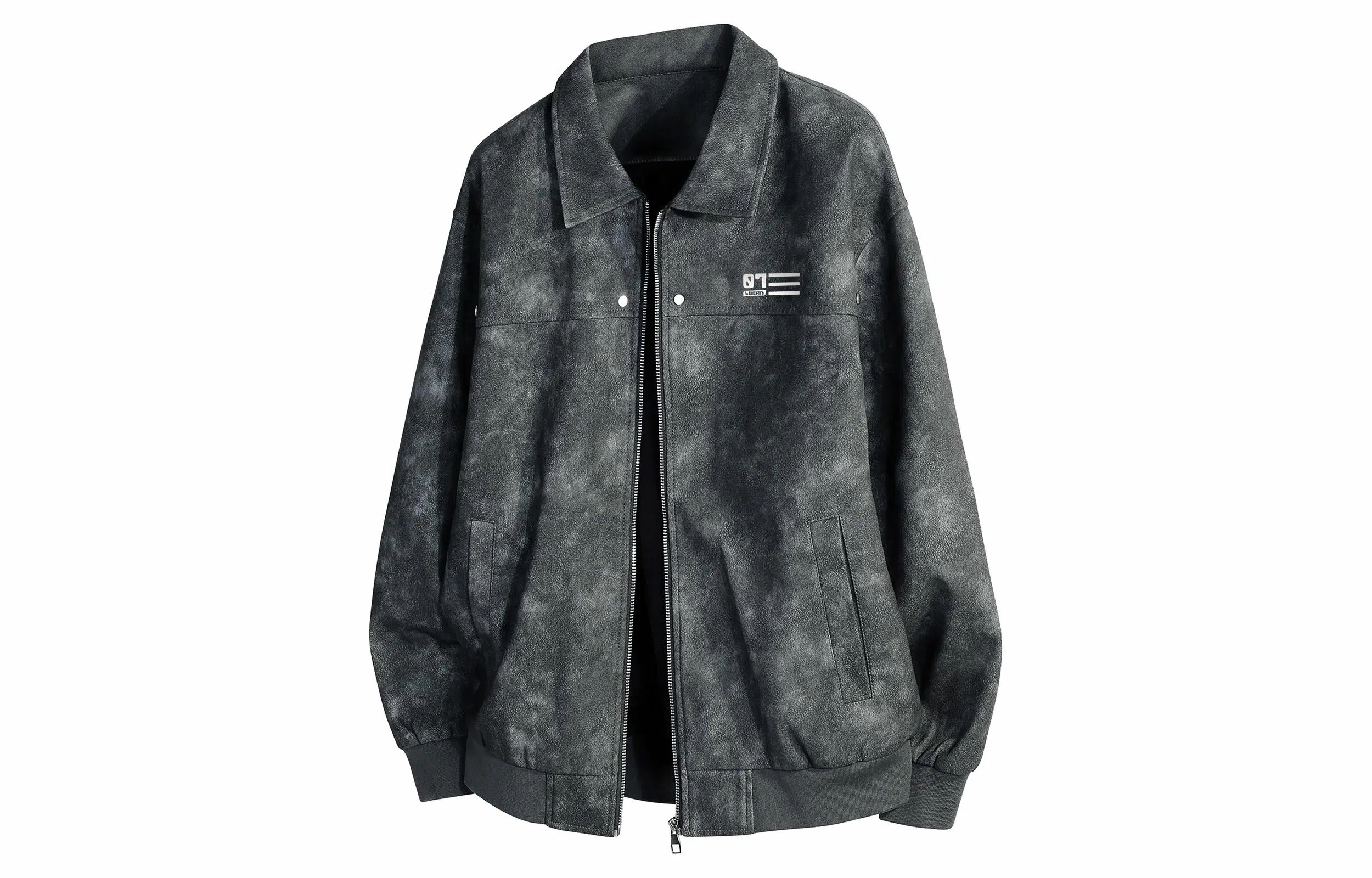 王者荣耀 鲁班七号星空梦想款 简约复古反光银品纯色基础款翻领高级感宽松休闲拉链时尚百搭夹克 男女同款