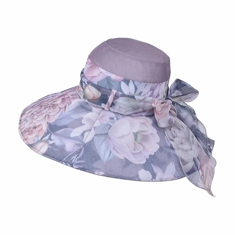 山一丸 夏季大檐防晒时尚蝴蝶结飘带帽子沙滩海边透气 涤纶 遮阳帽 男女同款情侣款