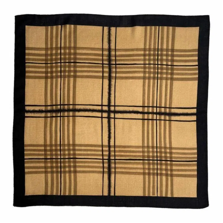 山一丸 丝羊毛方巾字母装饰领巾线条秋冬 羊绒 丝巾 女款