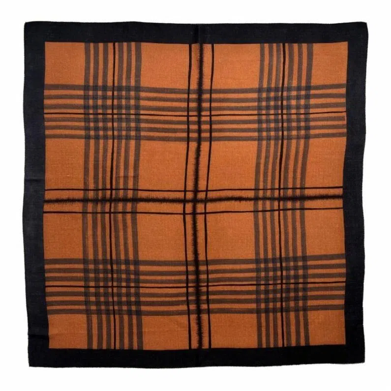 山一丸 丝羊毛方巾字母装饰领巾线条秋冬 羊绒 丝巾 女款