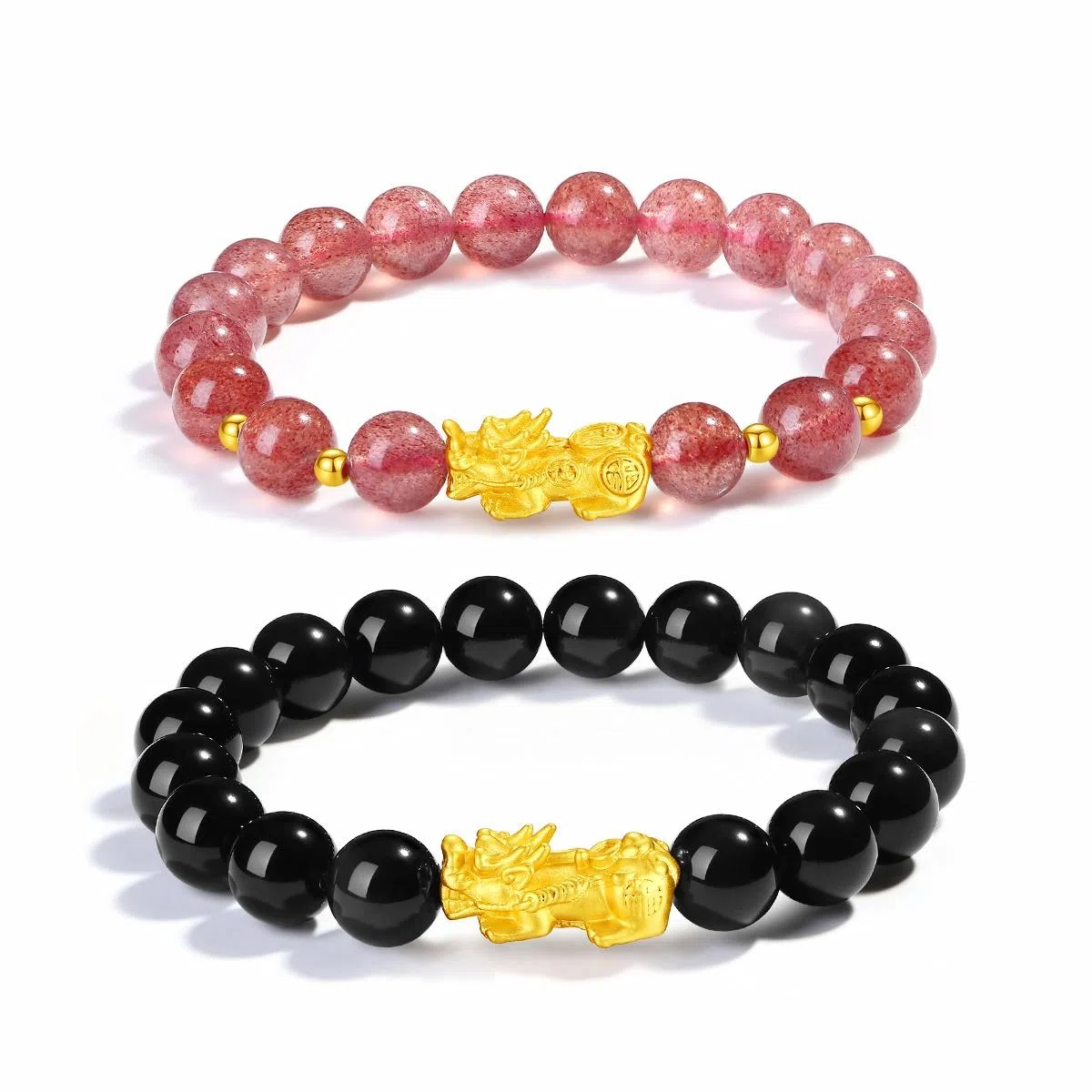 【普陀山官方已过香】 普陀山文创 爱意永恒情定终生心心相印 新中式能量磁场#好运 貔貅 草莓晶 手串 男女同款情侣款