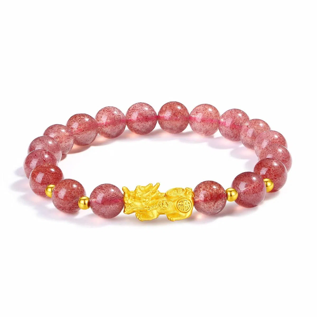 【普陀山官方已过香】 普陀山文创 爱意永恒情定终生心心相印 新中式能量磁场#好运 貔貅 草莓晶 手串 男女同款情侣款