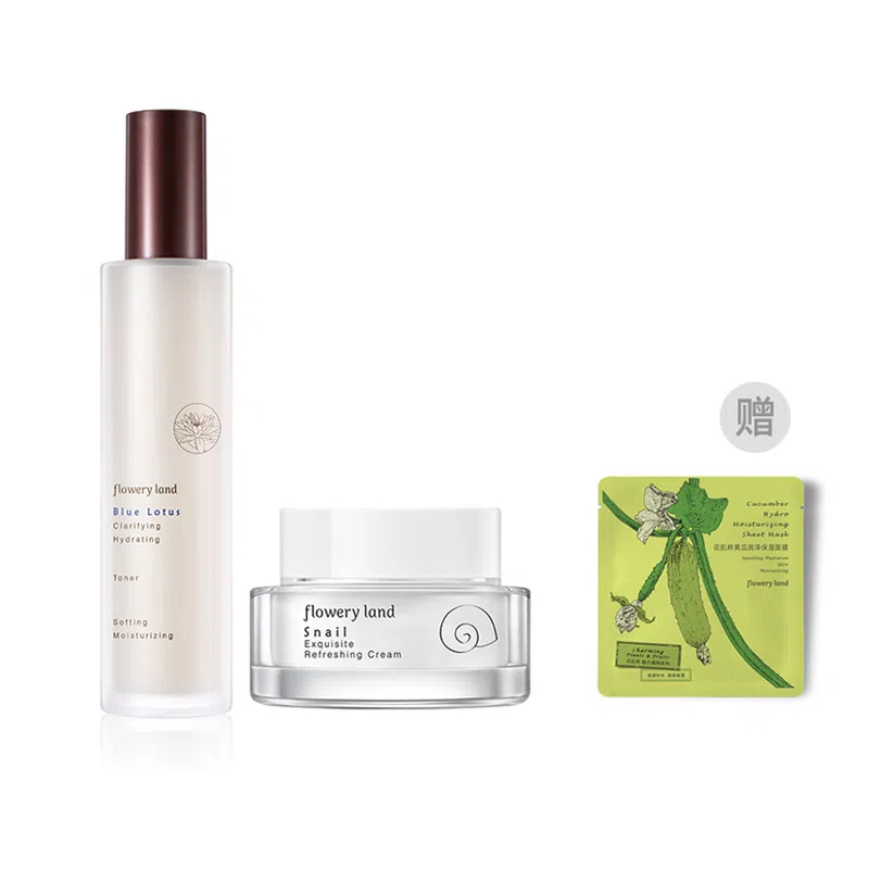 花肌粹 蓝莲洁面护肤水乳霜精华套盒 保湿修护控油清洁清爽滋润舒缓补水滋润型 两件套/三件套/四件套/五件套