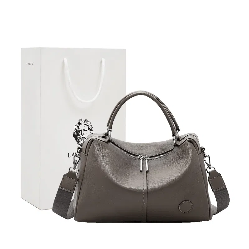 老人头 休闲百搭通勤 牛皮拼合成革 手提包 女款 多色