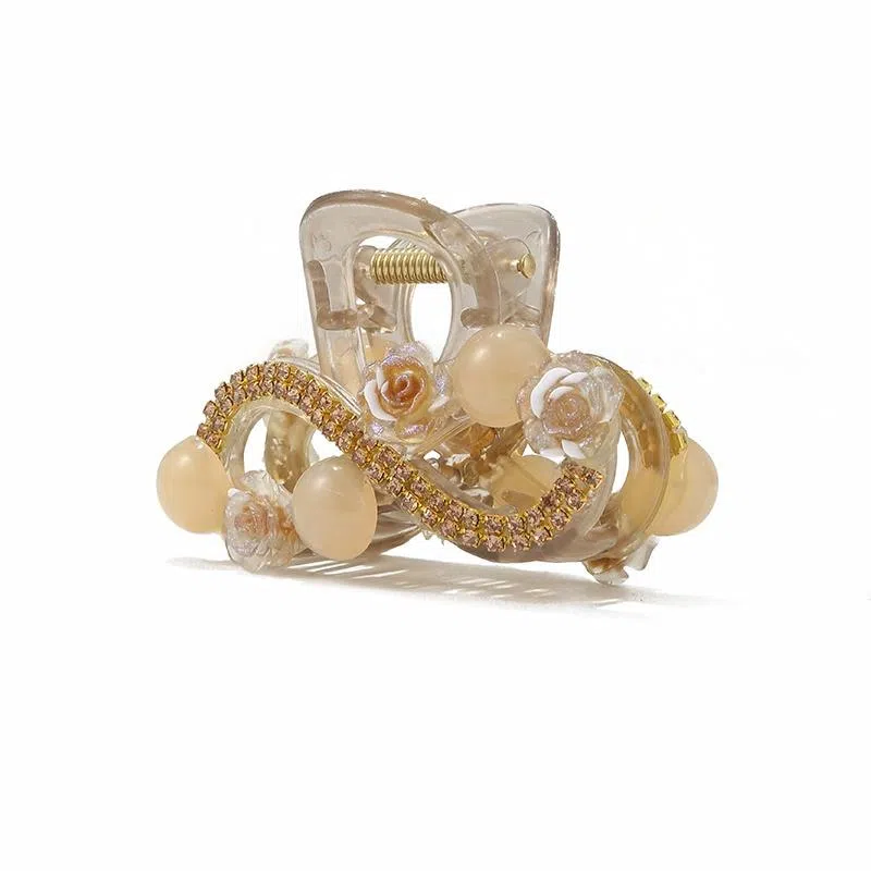 如花梦 韩版花朵中号后脑勺半扎发 亚克力 发夹 女款