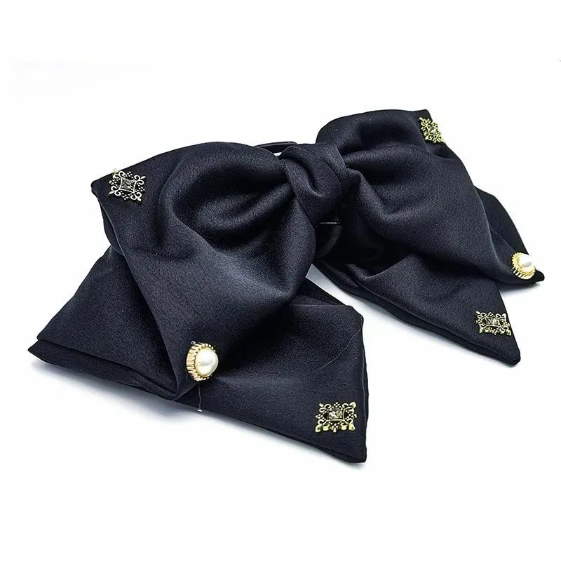 简应舒 轻奢蝴蝶结后脑勺精致半发 缎面 亚克力 发夹 女款