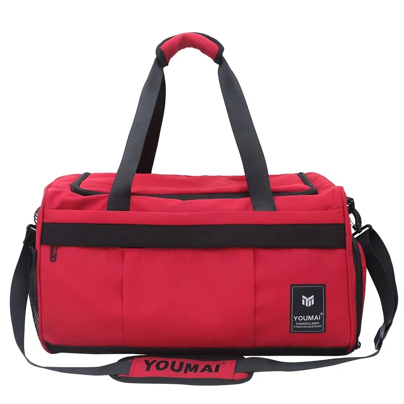 德力熊 干湿分离训练大容量短途旅行包 尼龙 健身包 男女同款情侣款 黑色/粉色/灰色/红色/黄色/蓝色/青绿色