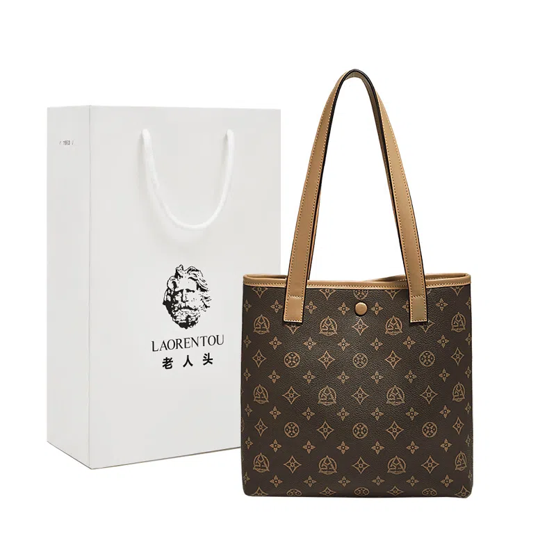 老人头 复古经典气质日常通勤小众设计感 合成革 单肩包 常规 女款 卡其色/咖色