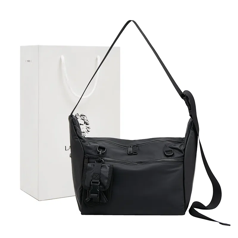 老人头 轻便百搭 织物 单肩包 男款 黑色