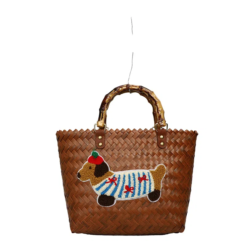 垣途者 小众复古设计感休闲时尚百搭通勤腊肠狗 编织 手提包 女款 彩色/棕色