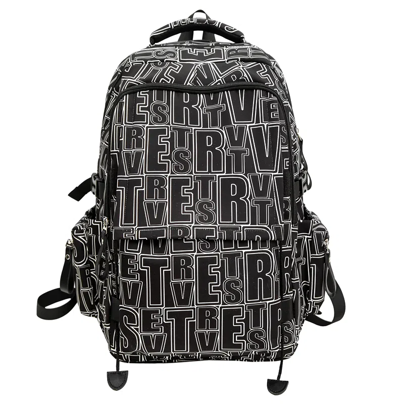 垣途者 大容量涂鸦时尚 尼龙 双肩包 男女同款情侣款 白色/黑色