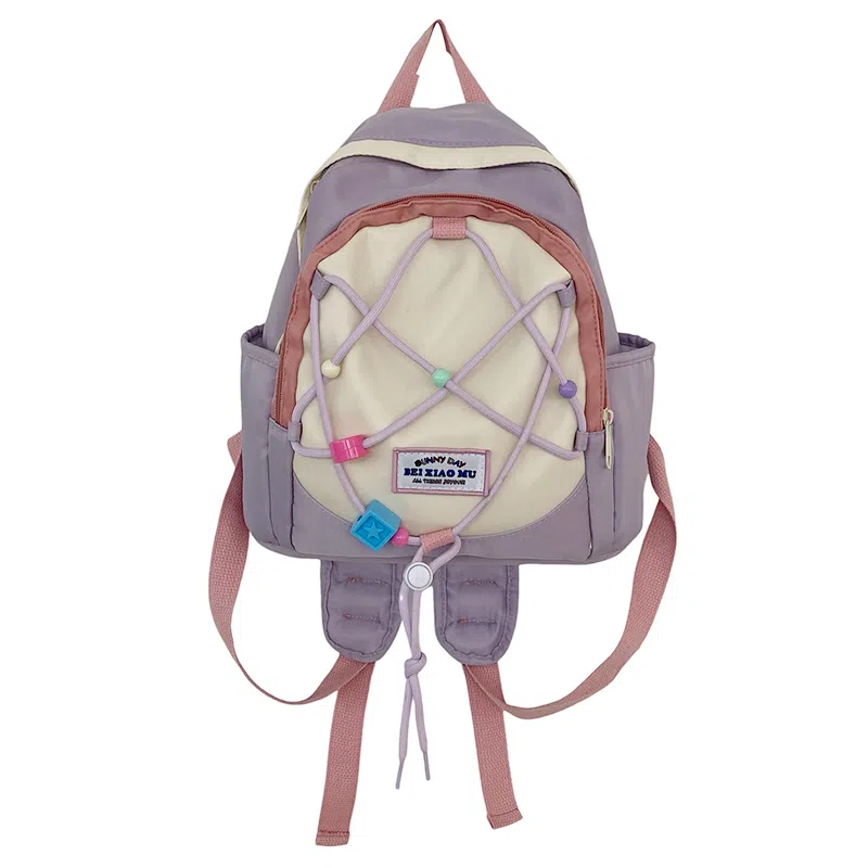 彤彤兔 小清新少女百搭 尼龙 双肩包 男女同款情侣款 白色/紫色