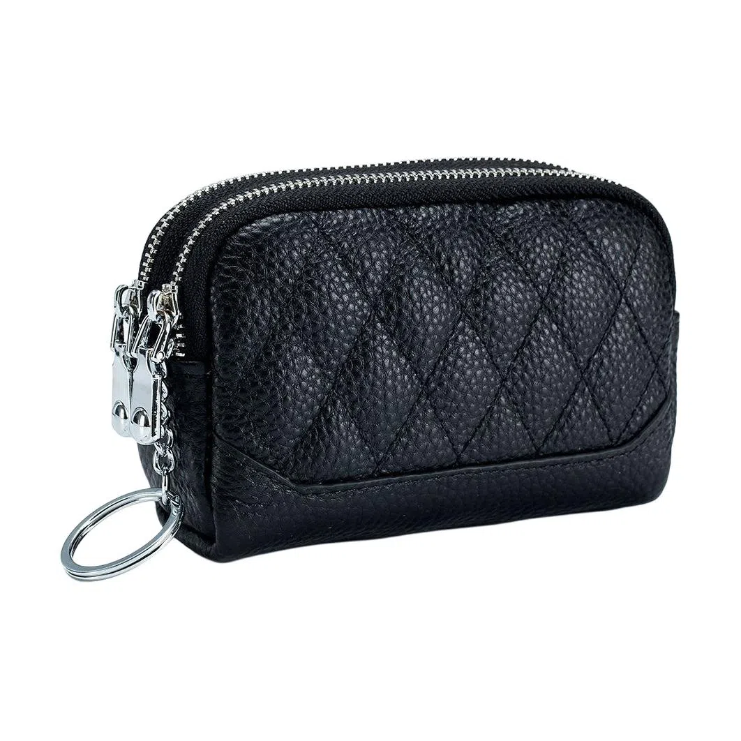 彤彤兔 菱格迷你真皮双层拉链 头层牛皮 零钱包 女款 多色