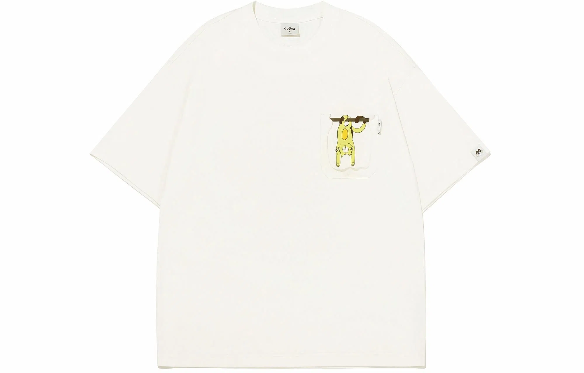 Guuka Cartoon Cat T-Shirt Cream White
