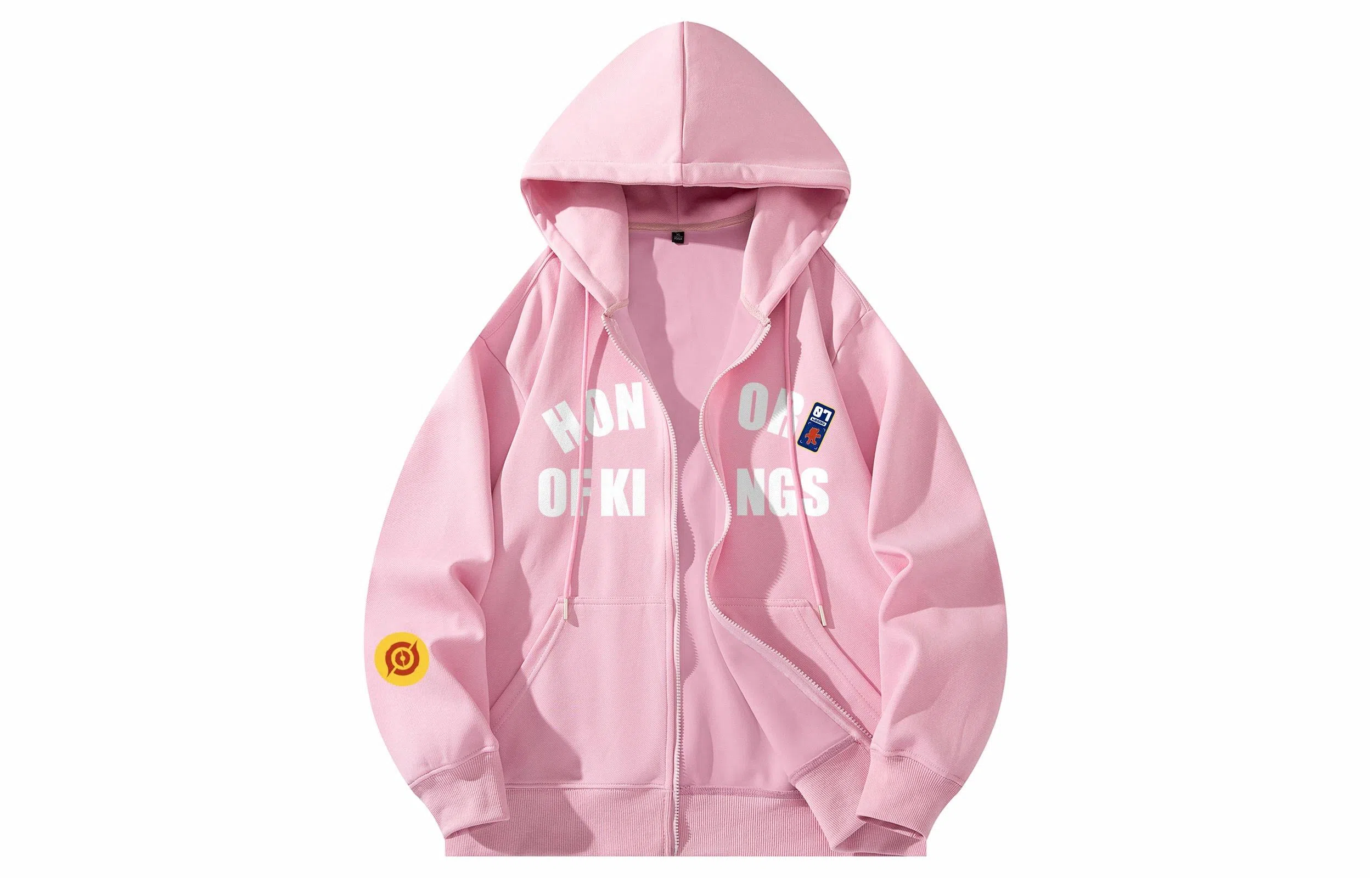 王者荣耀 美式复古创意字母涂鸦设计简约休闲宽松多巴胺连帽夹克外套 男女同款