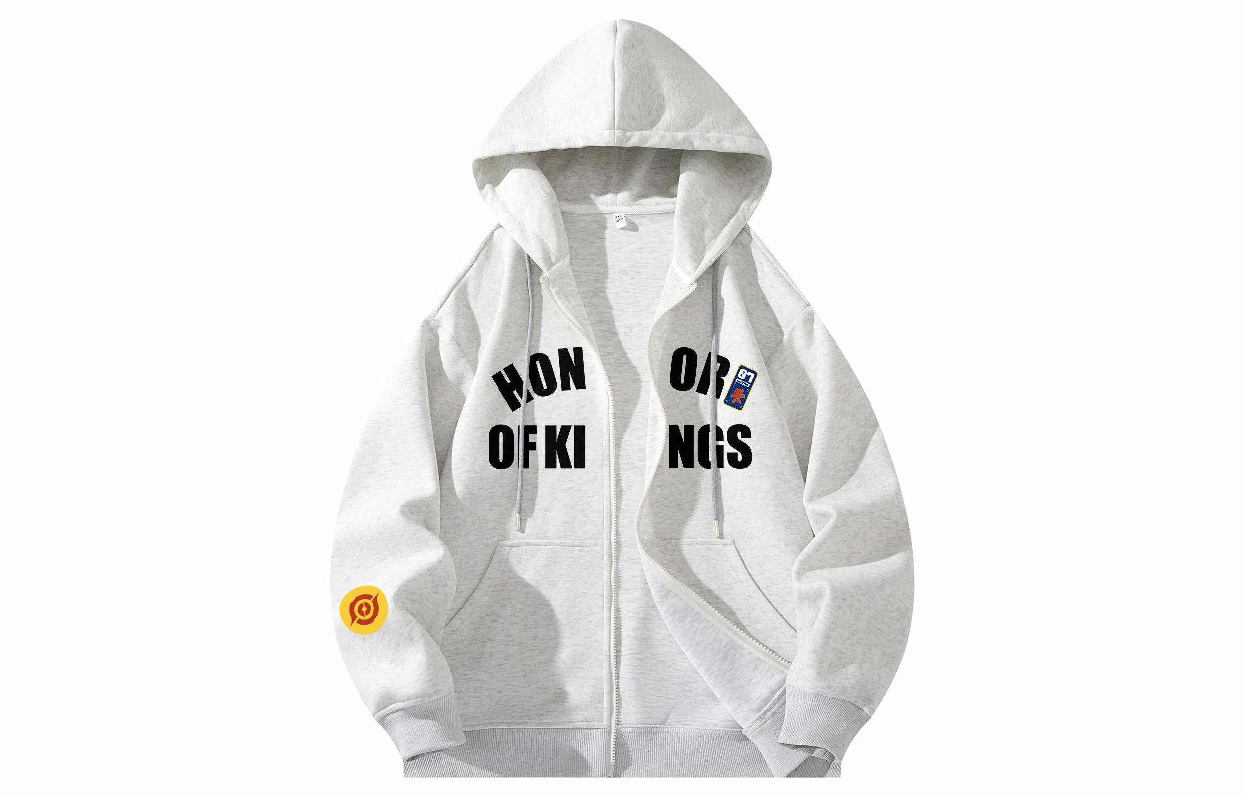 王者荣耀 美式复古创意字母涂鸦设计简约休闲宽松多巴胺连帽夹克外套 男女同款