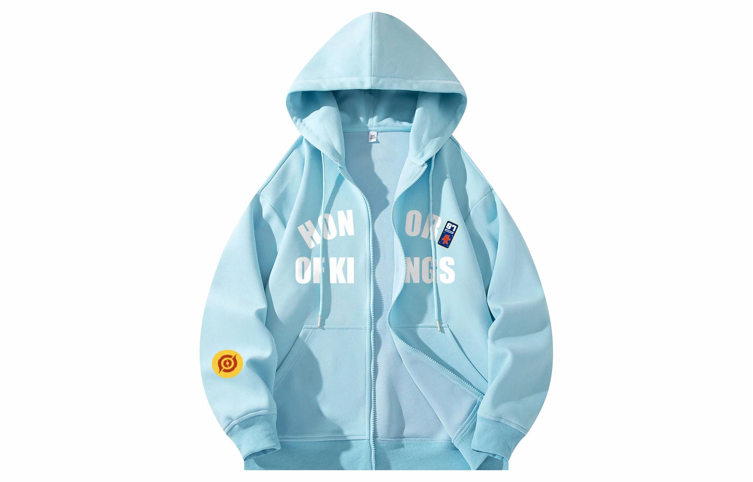 王者荣耀 美式复古创意字母涂鸦设计简约休闲宽松多巴胺连帽夹克外套 男女同款