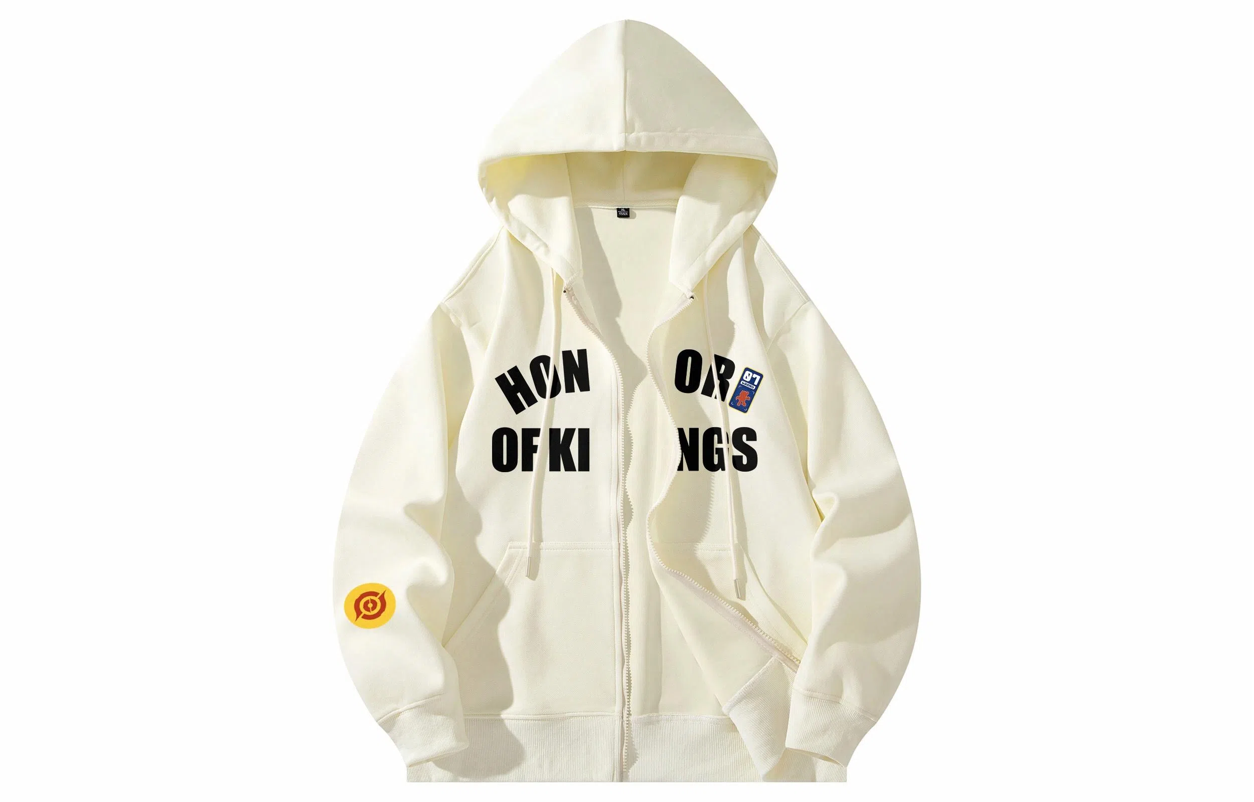 王者荣耀 美式复古创意字母涂鸦设计简约休闲宽松多巴胺连帽夹克外套 男女同款