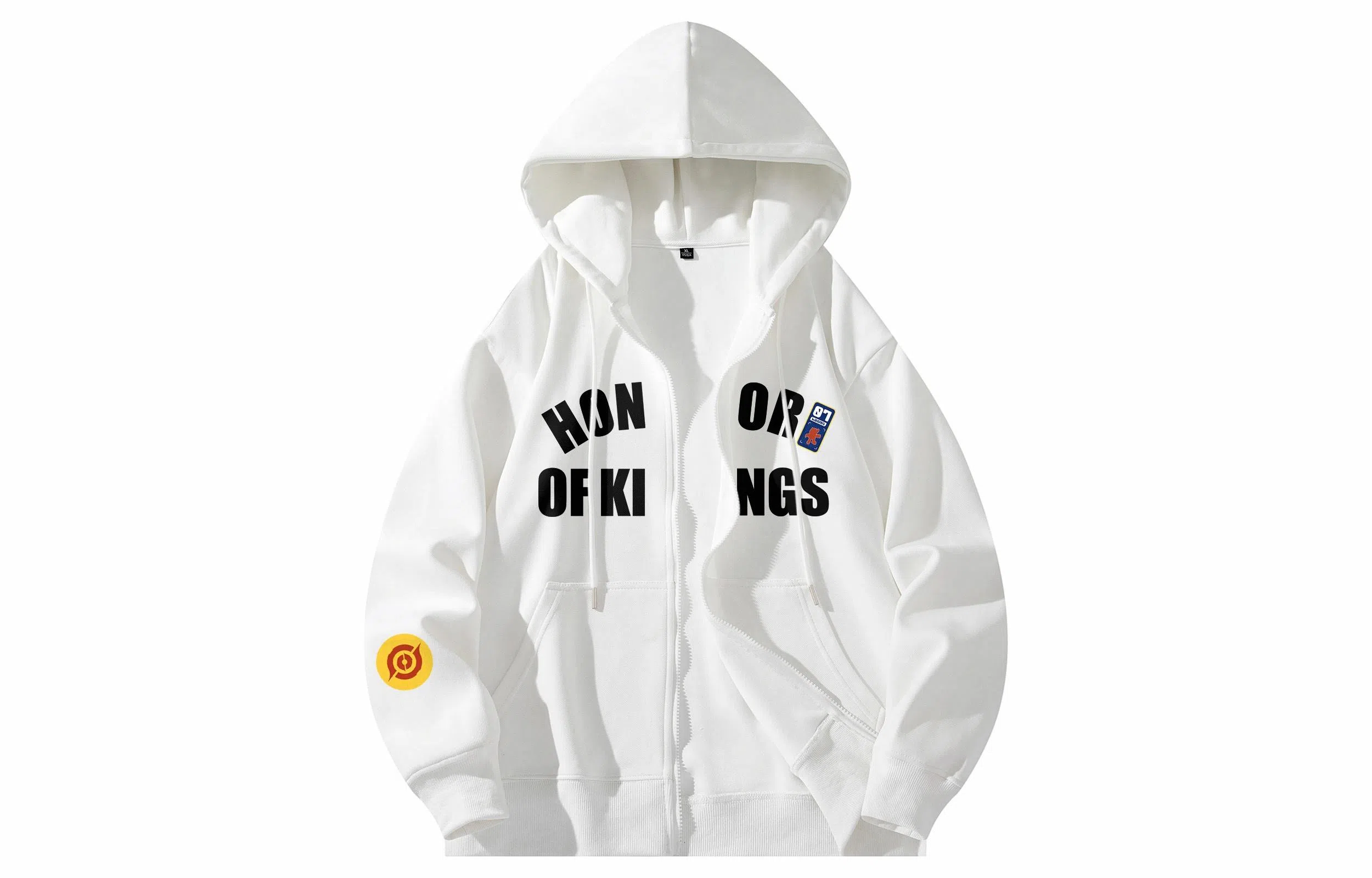 王者荣耀 美式复古创意字母涂鸦设计简约休闲宽松多巴胺连帽夹克外套 男女同款