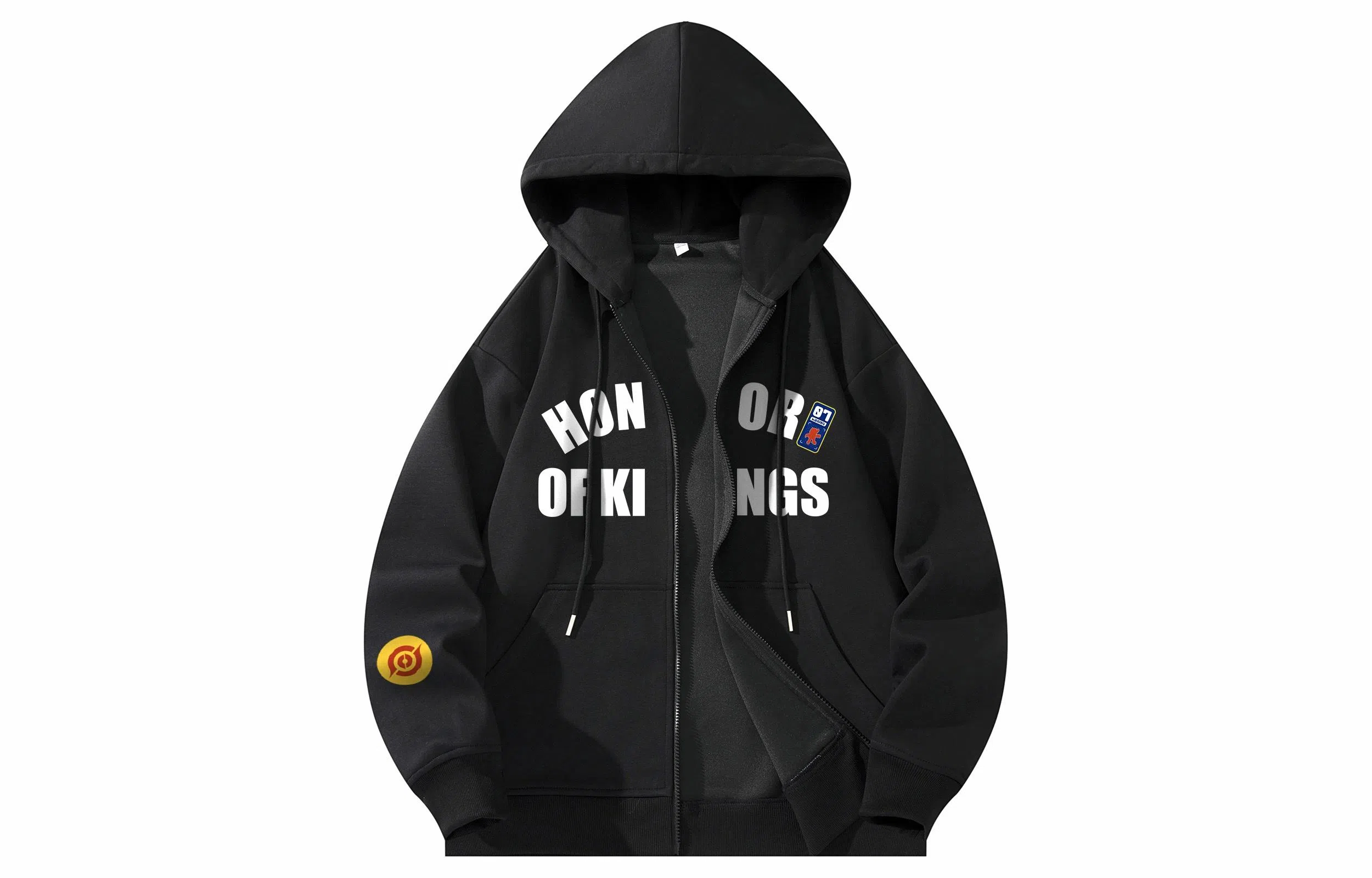 王者荣耀 美式复古创意字母涂鸦设计简约休闲宽松多巴胺连帽夹克外套 男女同款