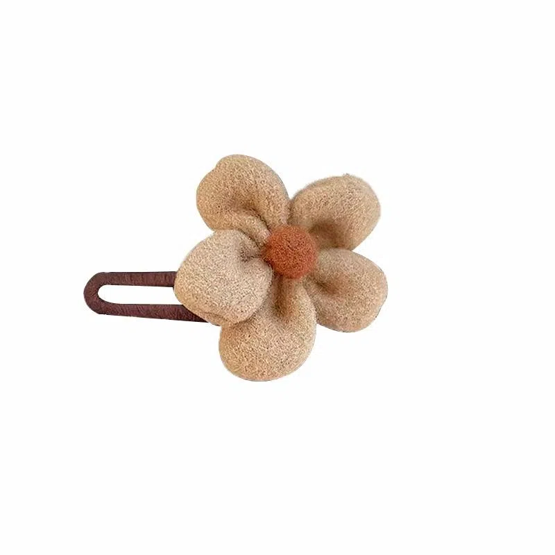 蒙妮 针织毛绒花朵 布料 抓夹发夹 男女同款情侣款