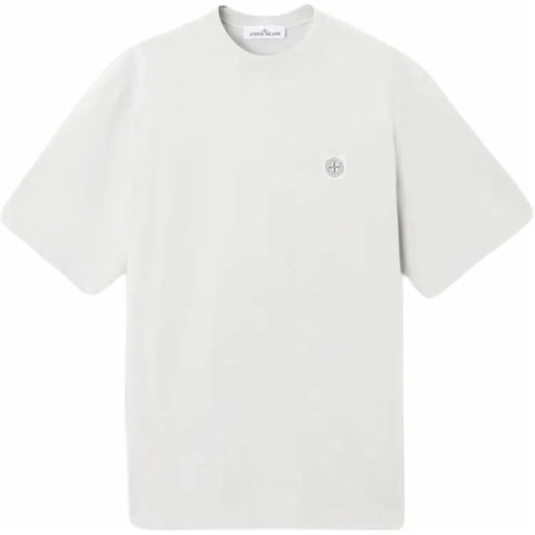 Stone Island Patch Crew Neck T-Shirt Gray White