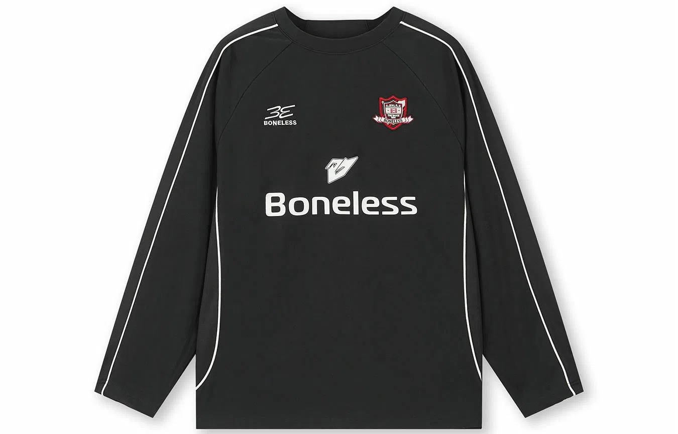 BONELESS Colorblock Loose Long Sleeve Tee Black