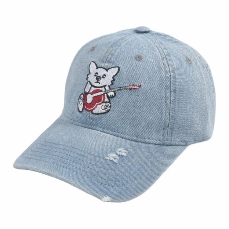 优莲茵 韩版可爱简约卡通狐狸刺绣  四季通用复古遮阳防晒水洗牛仔帽 户外运动登山出游 时尚百搭休闲显脸小 棉 鸭舌帽 男女同款情侣款