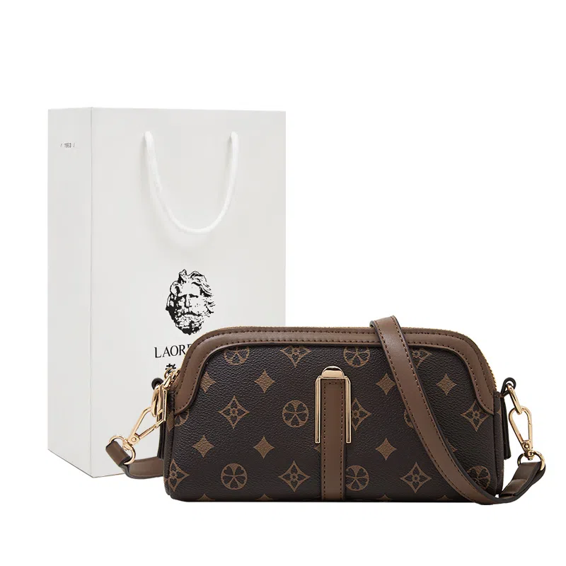 老人头 小众复古日常 合成革 手机包单肩斜挎包 女款 咖啡色