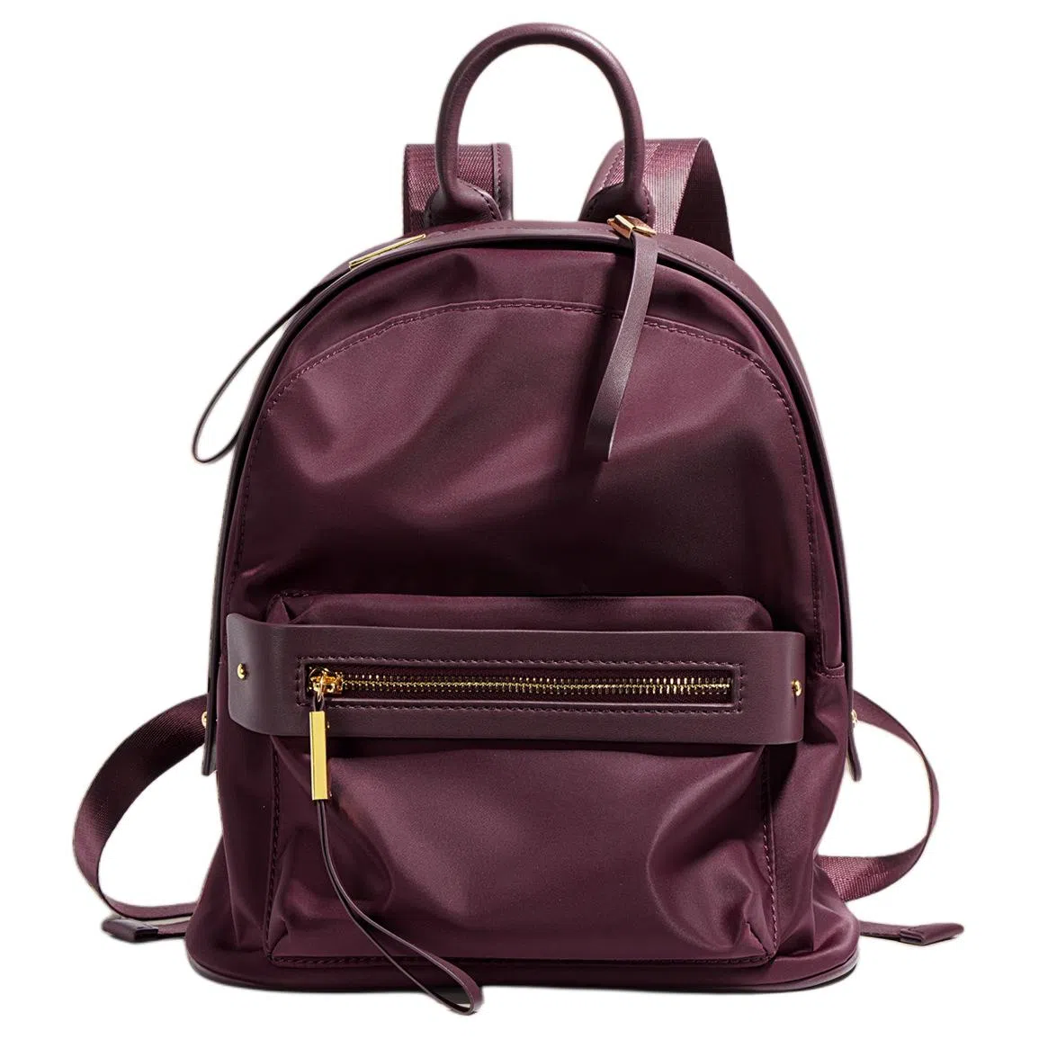 恒源祥 学院风电脑包香风可爱百搭小众高级质感学生简约真皮书包通勤轻便休闲旅行背包 牛皮拼尼龙 双肩包 女款 酒红/黑色