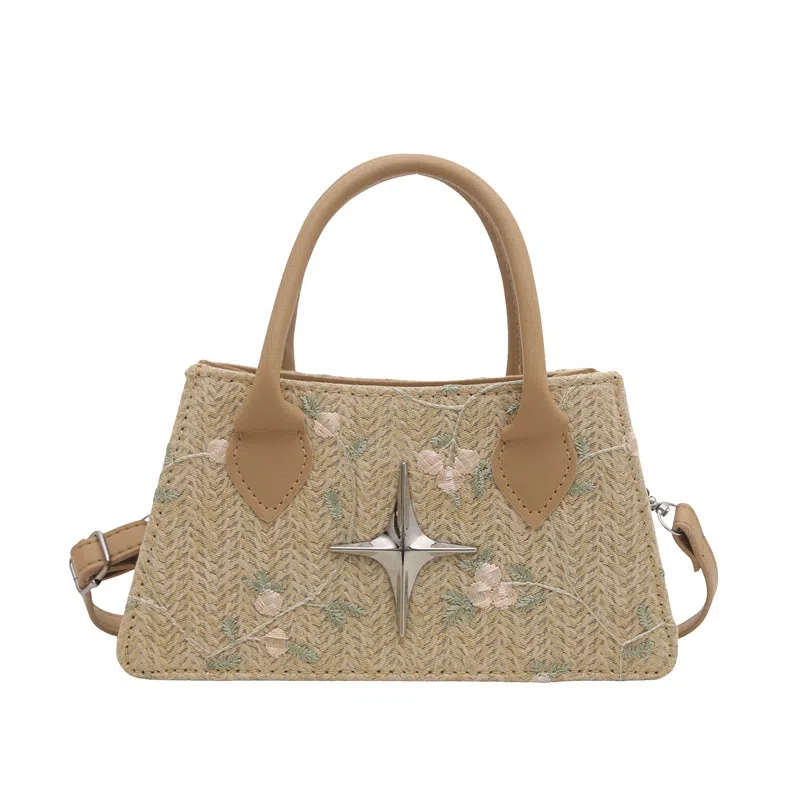 S.REPHEN Woven Shoulder Bag White Khaki