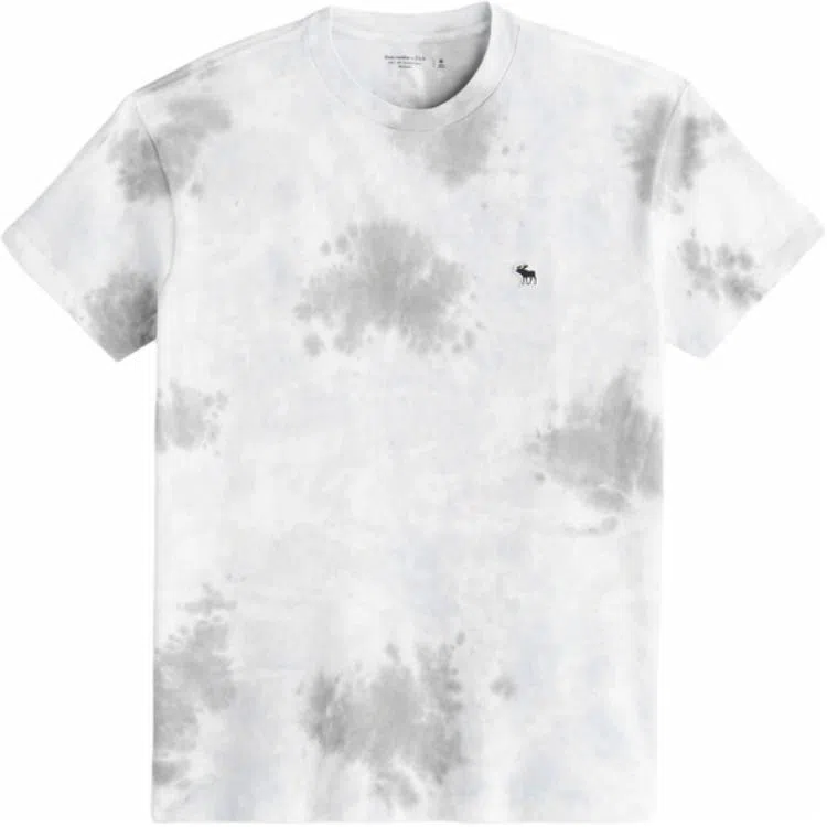 Abercrombie & Fitch Logo Embroidered Tee Light Blue Tie-Dye